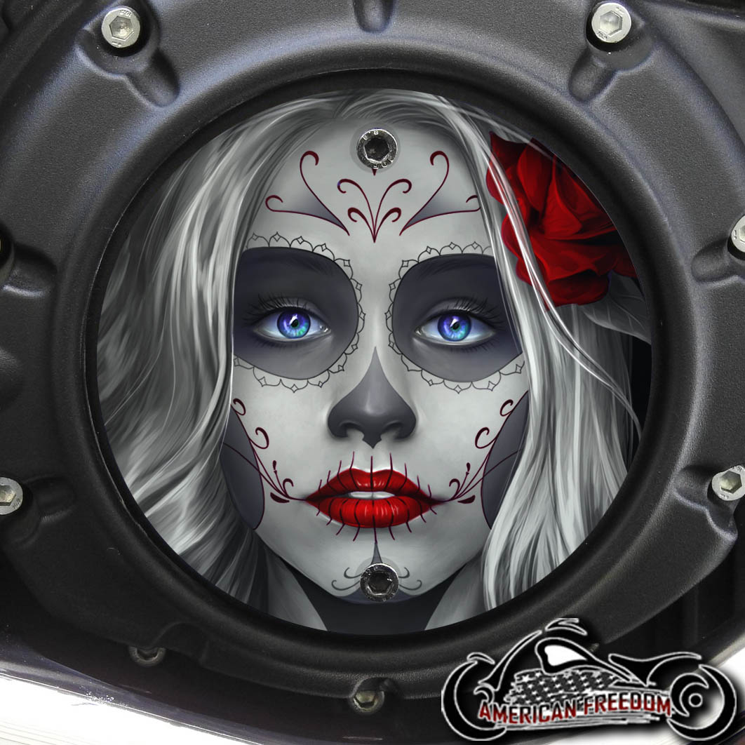 Indian Scout Derby Cover - Sugar Skull Red